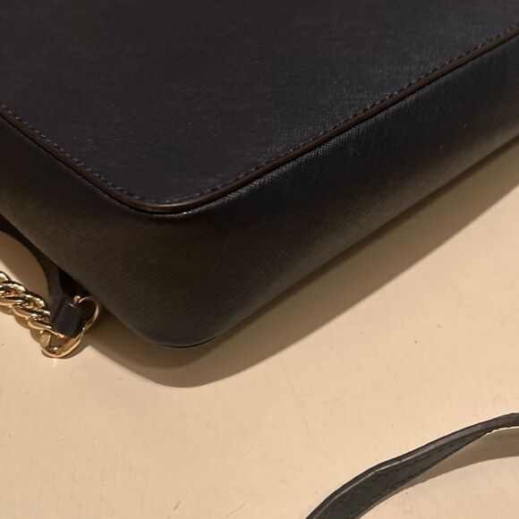 Michael Kors Jet Set Crossbody Bag Blue Saffiano Leather Classic Chain Accent - Picture 7 of 12